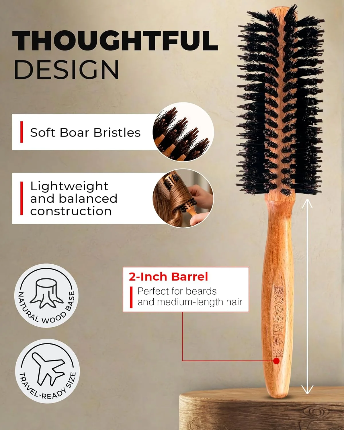 Round Boar & Nylon Bristle Brush - Image 3