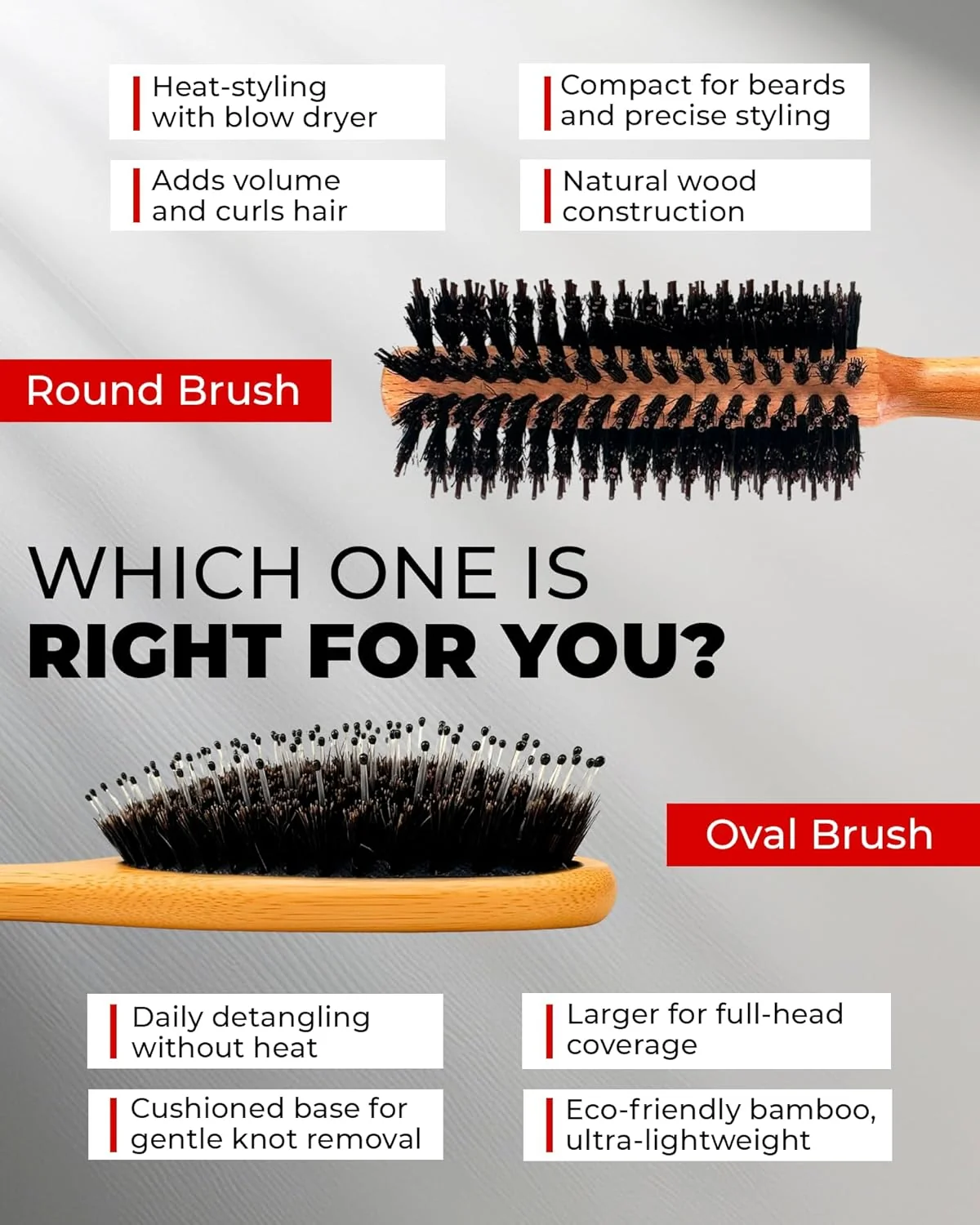 Round Boar & Nylon Bristle Brush - Image 6
